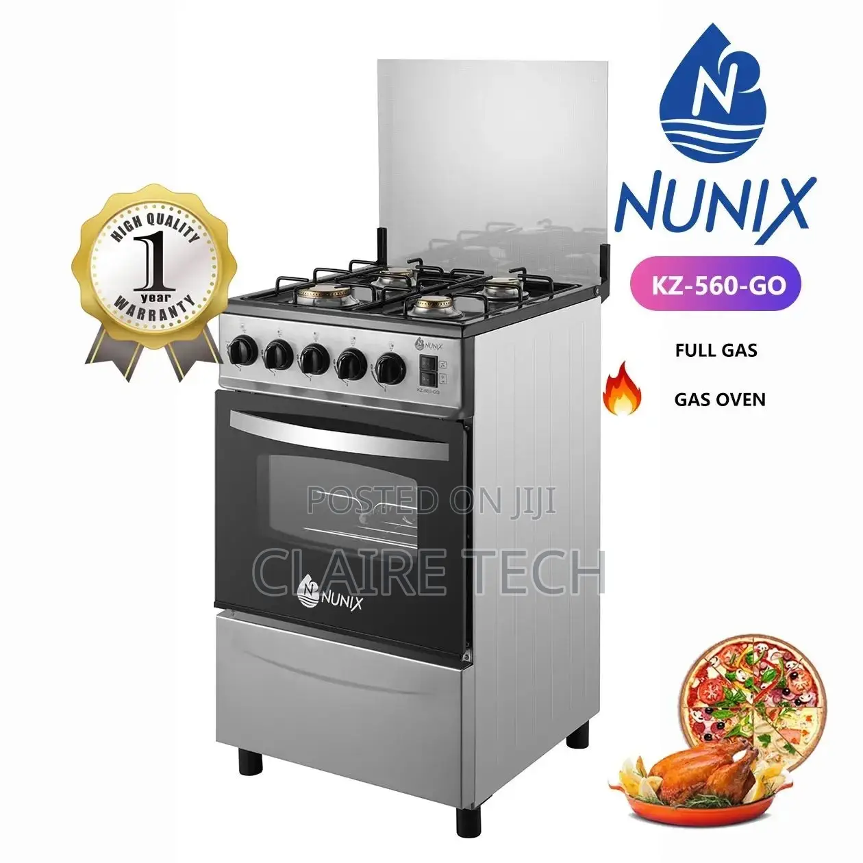 Nunix Kz 560 Go ,4 Burner Standing Cooker