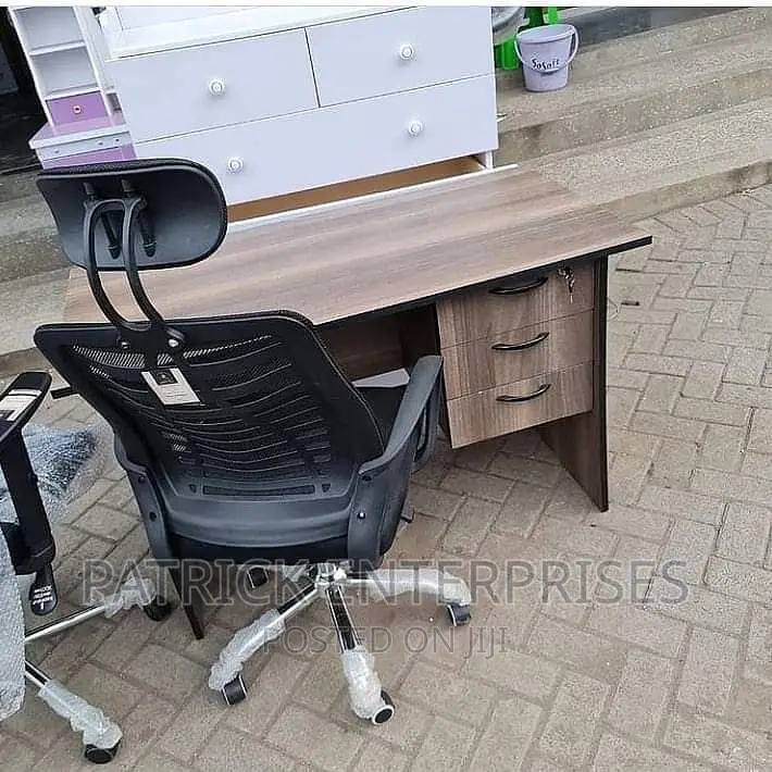 1.2 MTRS Office Desk Plus High Back Recliner Headrest Chair