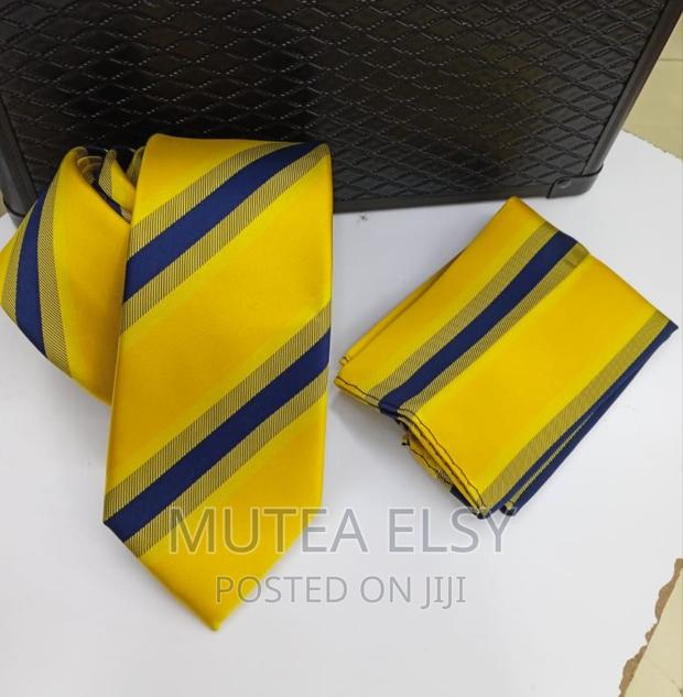 Yellow Stripped Checked Tie Sets - thumbnail 3