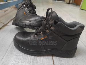 Black Unisex Steel Toed Work Boots - thumbnail 2