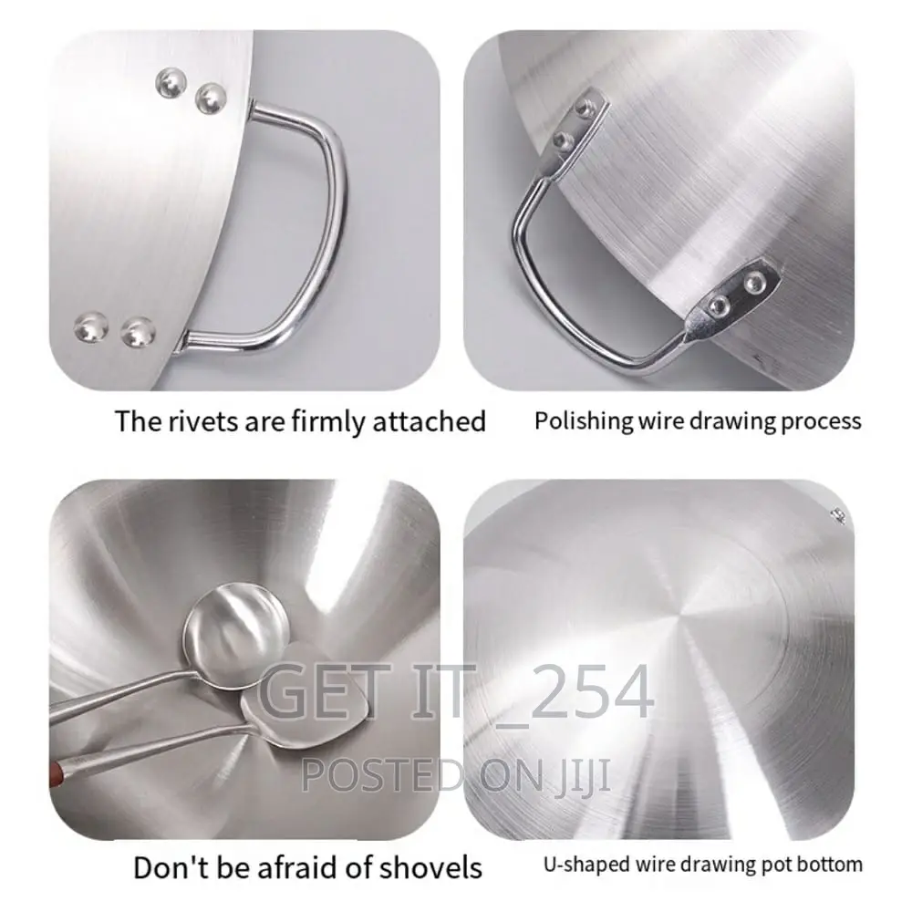 *Thickened Heavy Gauge Aluminum Two Sided-Handle Wok Frying