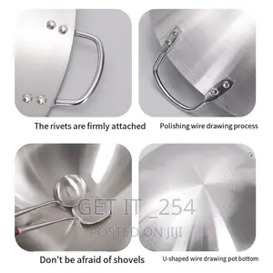 *Thickened Heavy Gauge Aluminum Two Sided-Handle Wok Frying