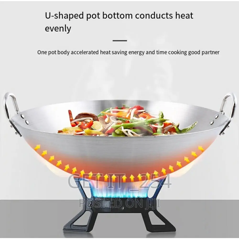 *Thickened Heavy Gauge Aluminum Two Sided-Handle Wok Frying