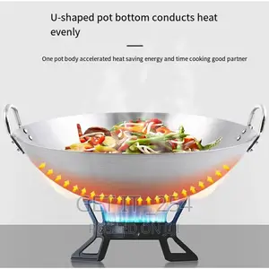 *Thickened Heavy Gauge Aluminum Two Sided-Handle Wok Frying
