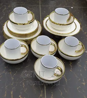 24 Piece Ceramic Dinner Set With Gold Rim 
6 Dinner Plates