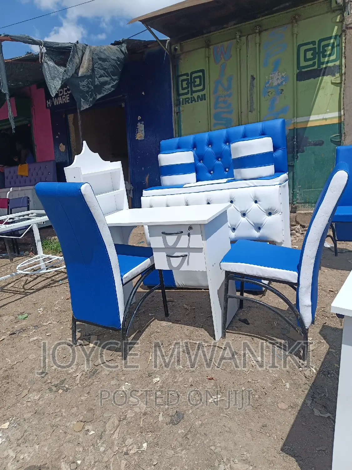 Pedicure 2 Seater, and Manicure Set, Blue and White.