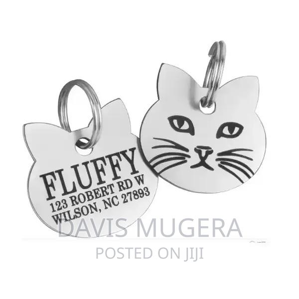 Cat Face Stainless Steel Personalized Cat ID Tag, Small - main view