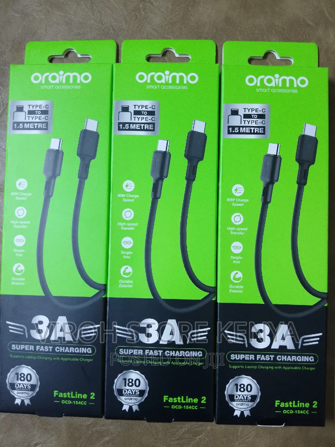 Oraimo Type C to C Cable Fastline2 60watts 1.5m Long