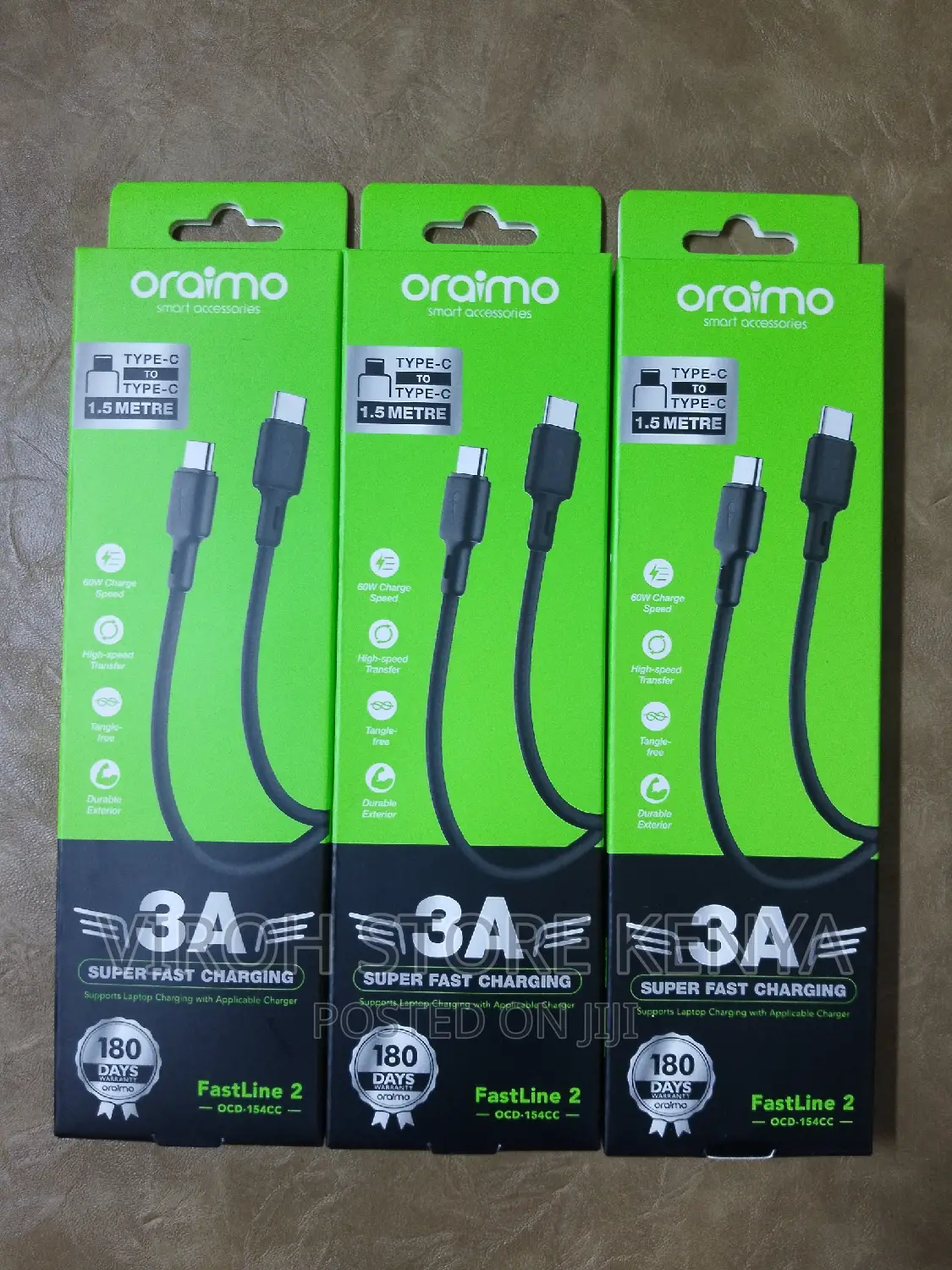 Oraimo Type C to C Cable Fastline2 60watts 1.5m Long