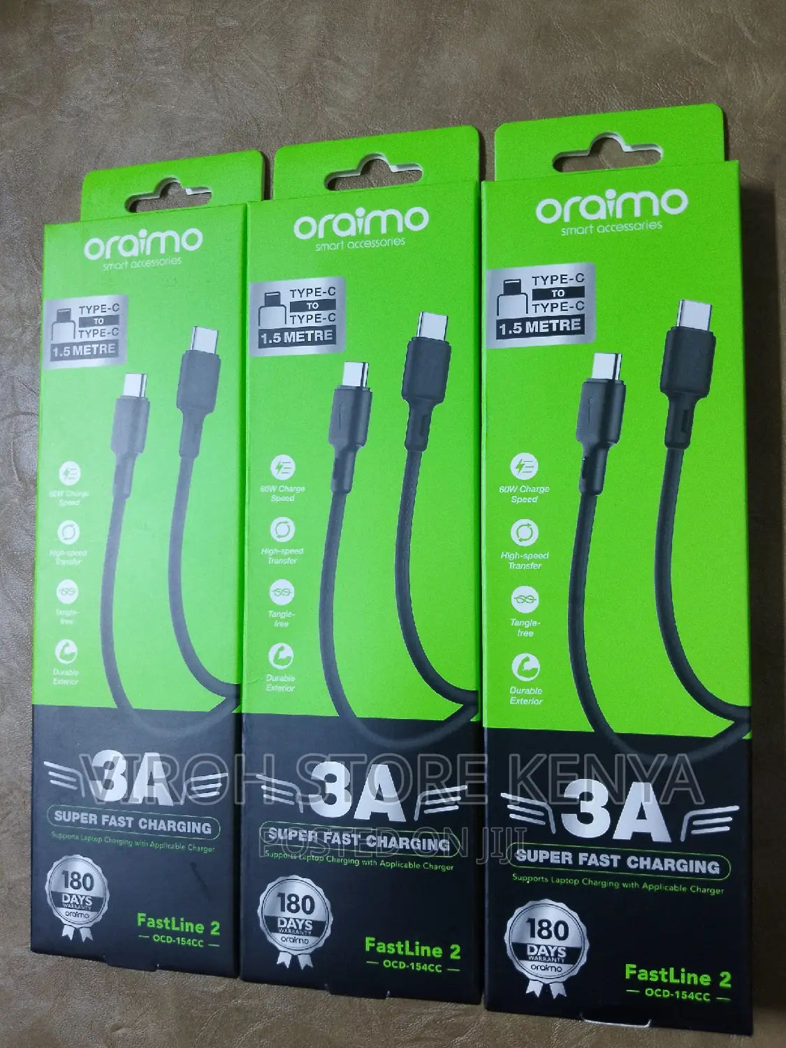 Oraimo Type C to C Cable Fastline2 60watts 1.5m Long