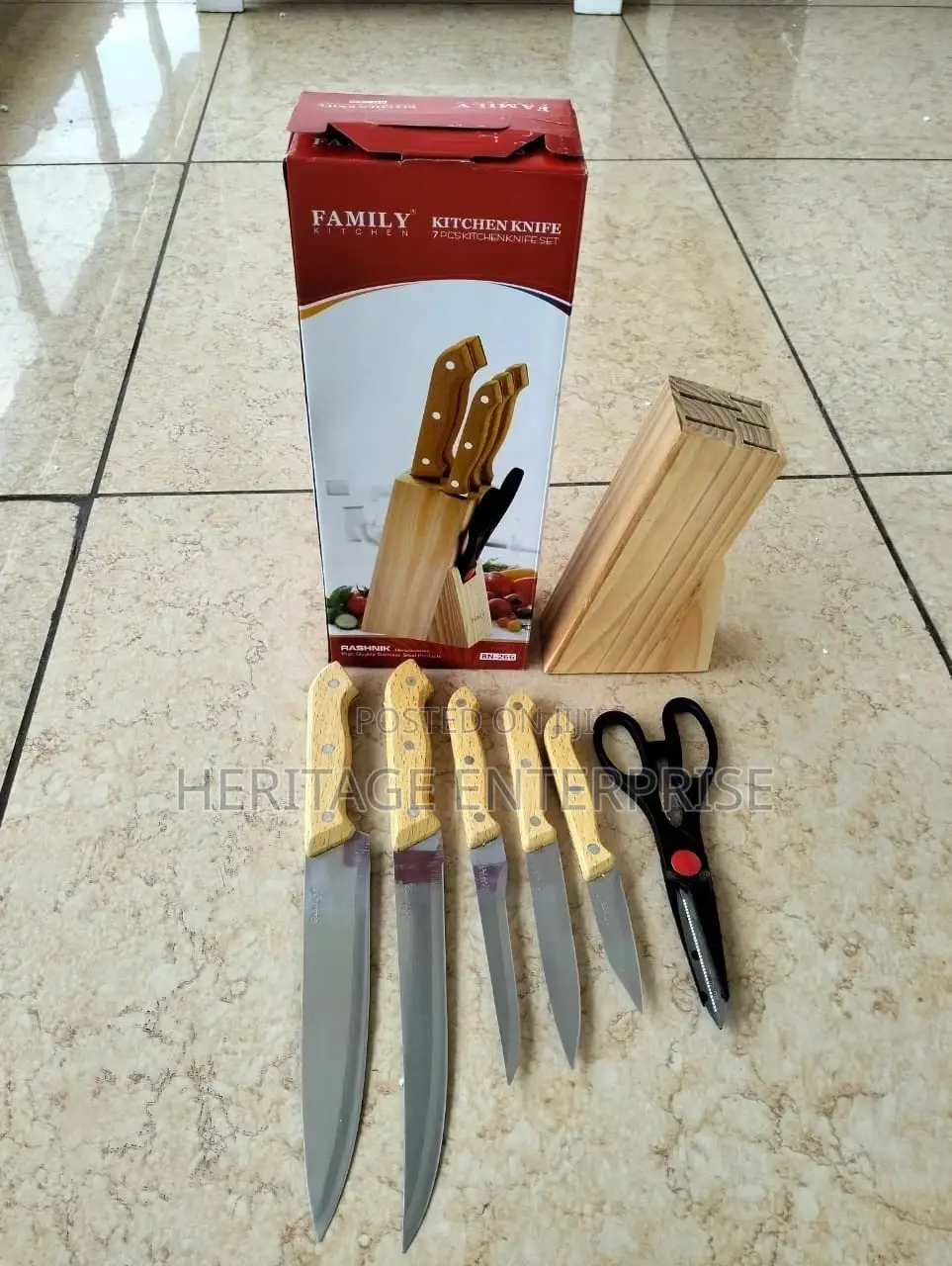 Knives, Rashnik 7pcs Knife Stand Set - Scissors.