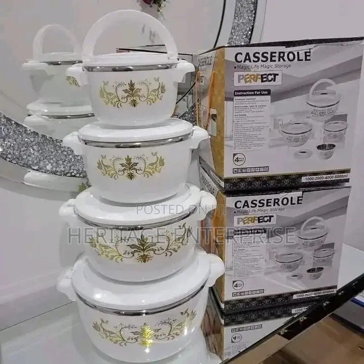 Set of 4 White Casserole Hotpots.