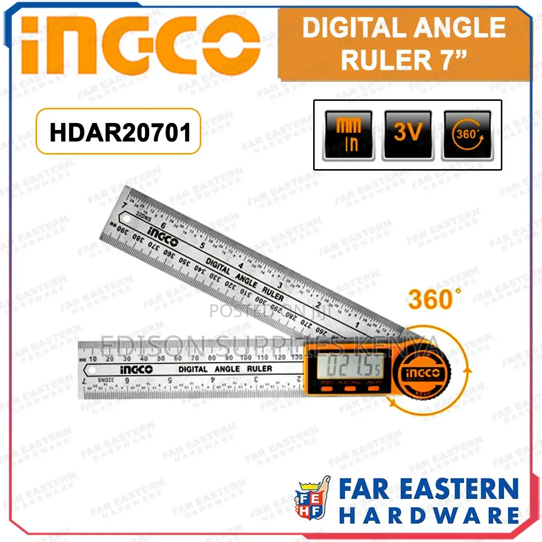 Ingco Digital Angle Ruler 7" Hdar20701 Digital Ruler LCD