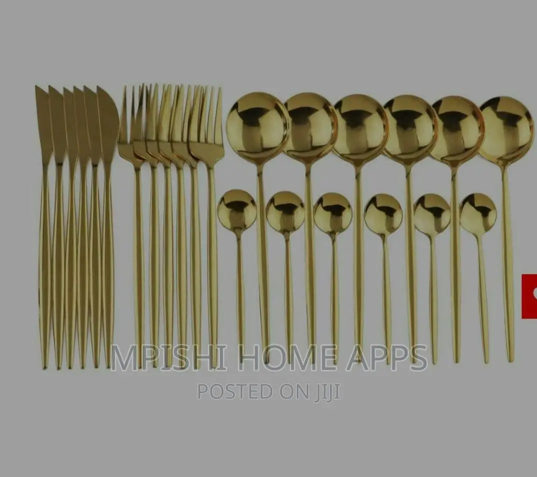 24pcs Cutlery Set Plain Golden
