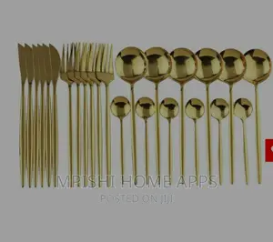 24pcs Cutlery Set Plain Golden