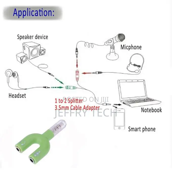 Lightweight Portable 3.5mm Jack Audio Cable Adapter Device