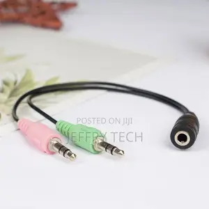 3.5mm Stereo Audio Cable Male to 2 Female Headset Mic TRRS