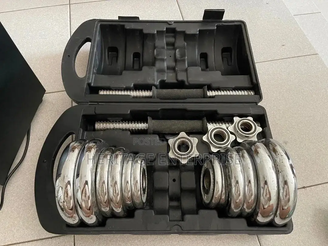 Weights 20KG Chrome Plated Dumbbell Set in a Case.