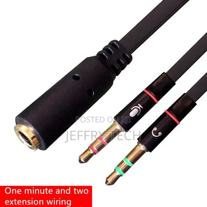 3.5 Mm Black Headphone Earphone Audio Cable Micphone Y Split