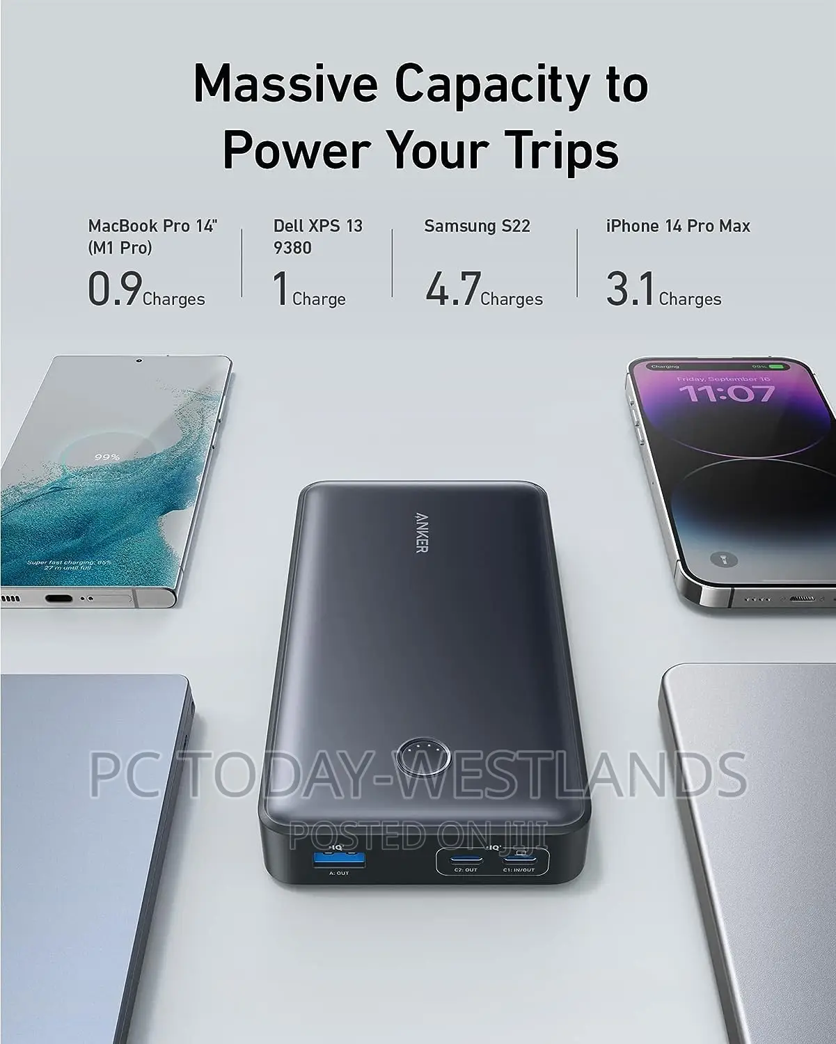 Anker Power Bank 24,000mah Portable Charger 65W Battery Pack