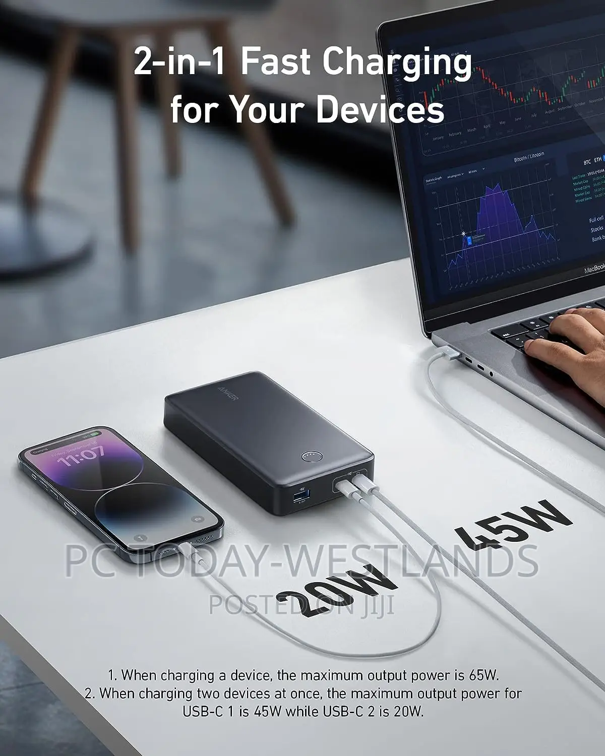 Anker Power Bank 24,000mah Portable Charger 65W Battery Pack