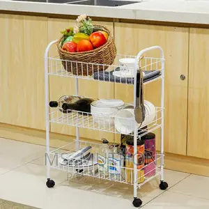AUXILIARY TROLLEY With Wheels and Metal Mesh Trays