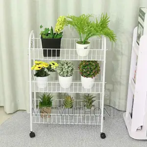 AUXILIARY TROLLEY With Wheels and Metal Mesh Trays
