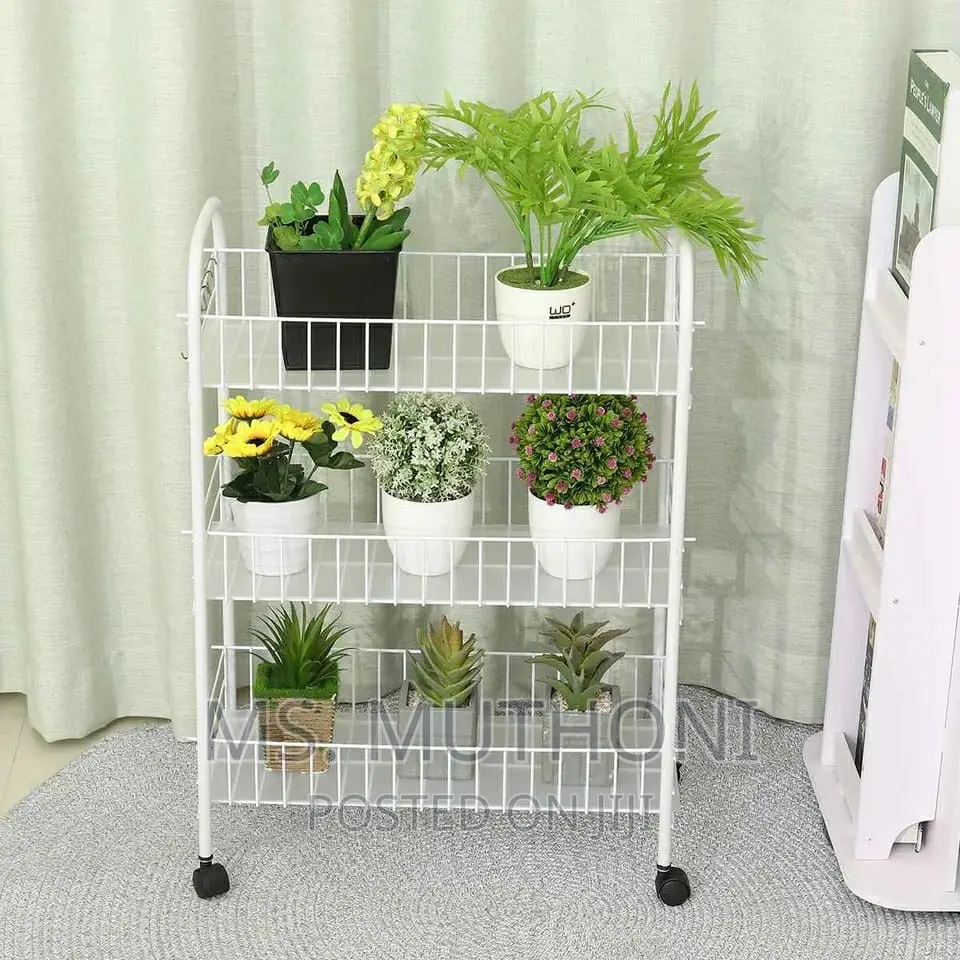 AUXILIARY TROLLEY With Wheels and Metal Mesh Trays
