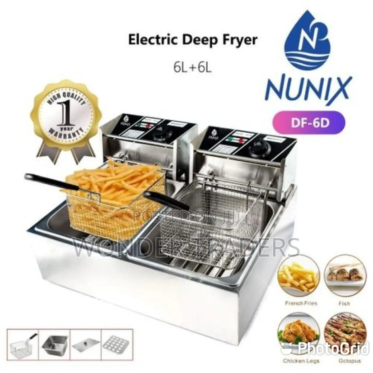 Nunix 6L+6L Double Electric Chips Deep Fryer Machine