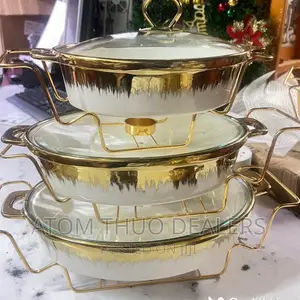 Golden Chaffing Ceramic Dish (3.5 Litres,3l 2litres)