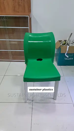 Safaricom Green Plastic Chairs With Metal Tubing Legs