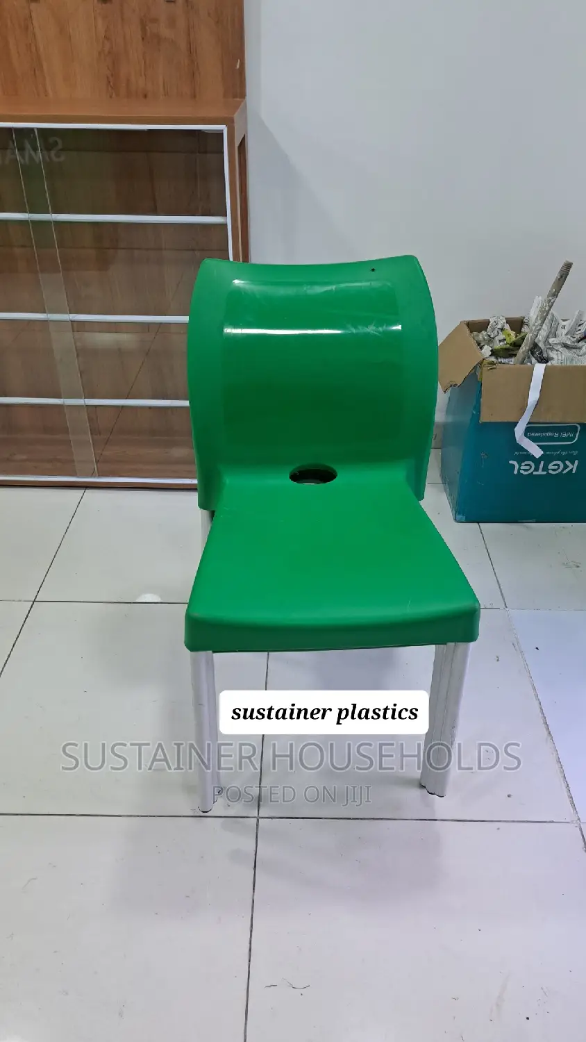 Safaricom Green Plastic Chairs With Metal Tubing Legs