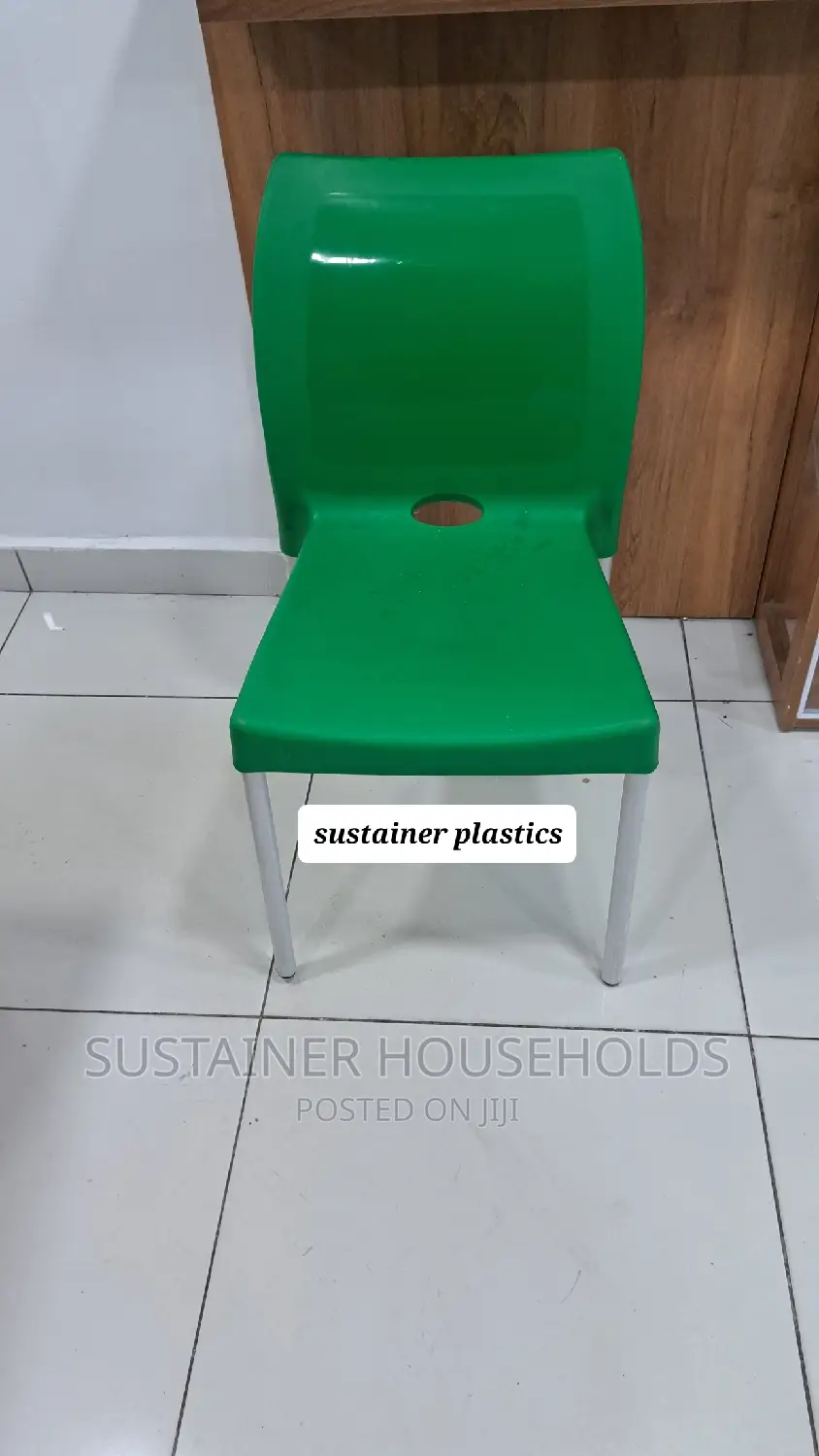 Safaricom Green Plastic Chairs With Metal Tubing Legs