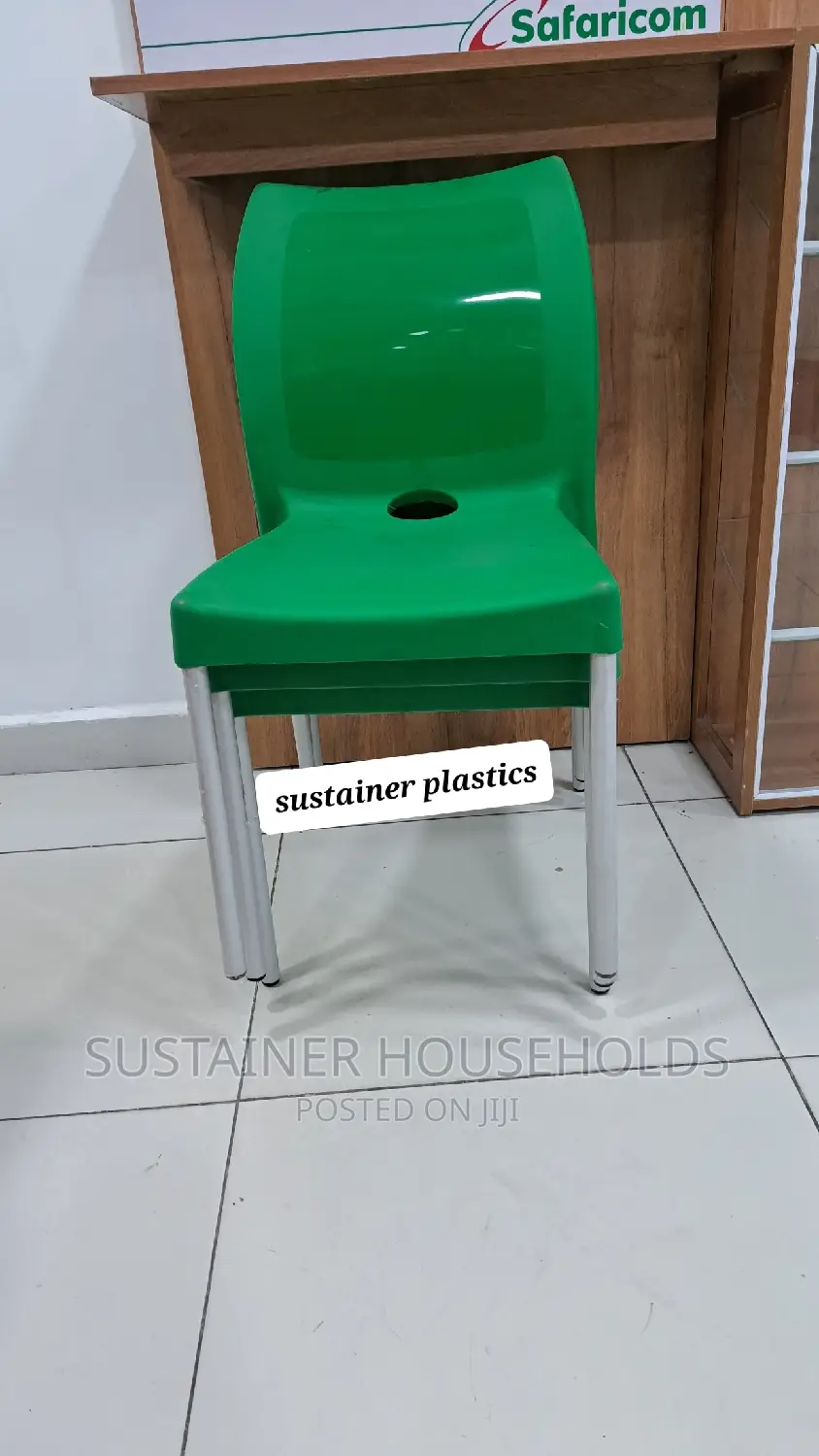 Safaricom Green Plastic Chairs With Metal Tubing Legs