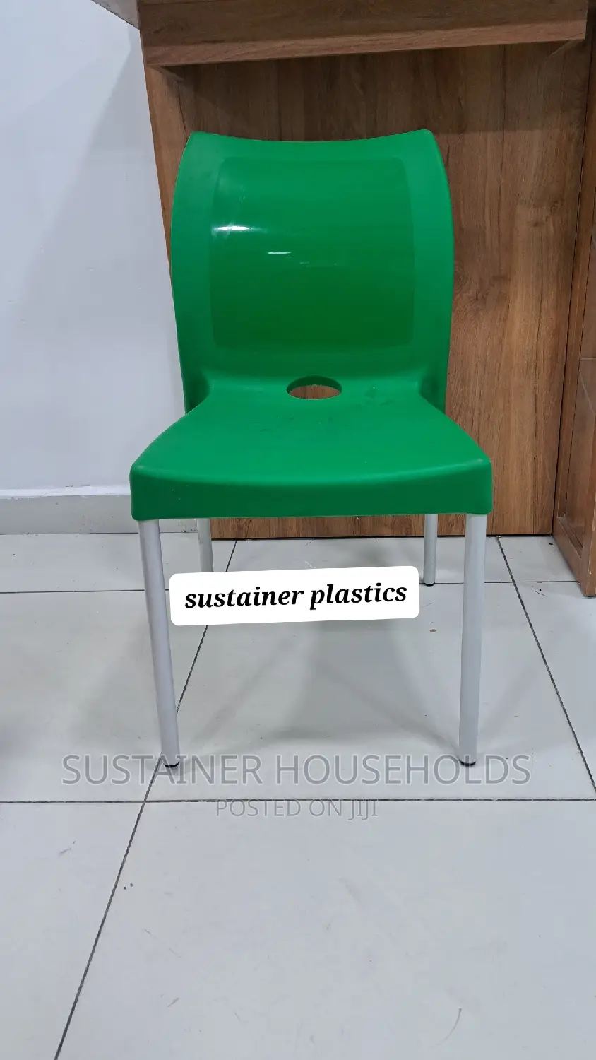 Safaricom Green Plastic Chairs With Metal Tubing Legs