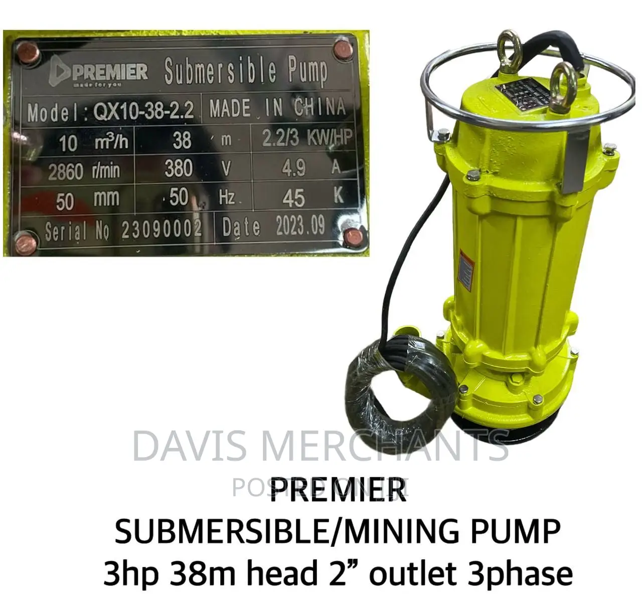Submersible/Mining Pump 10hp 100m Head 2 Outlet 3phase
