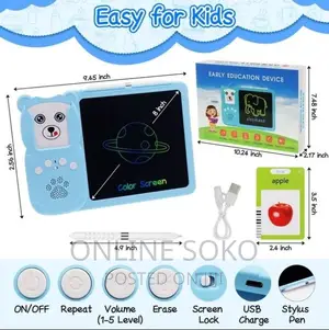 2in1 Kids LCD Writing Drawing Tablet With Talking Flash Card