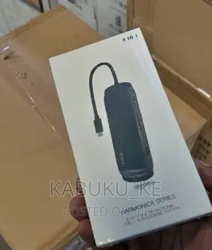 USB C Hub, USB C Adapter 8-in-1 Navy Blue Harmonica Style