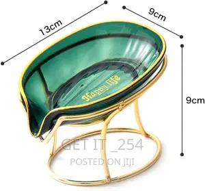 45 Degree Slanted Self Draining Soap Dish With a Golden Sta