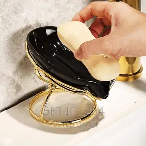 45 Degree Slanted Self Draining Soap Dish With a Golden Sta