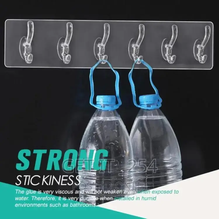 8.5cm X 40cm 6 Hook Adhesive Strip Hanger