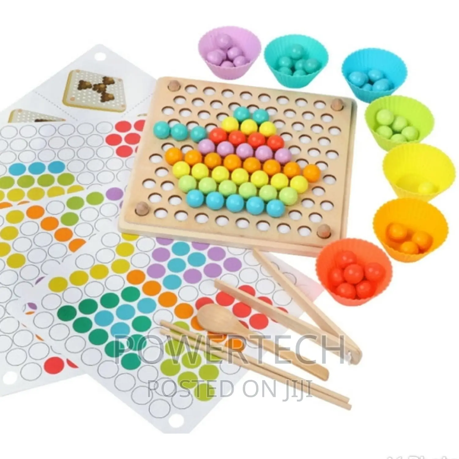Wooden Toys Hands Brain Training Clip Beads Board Math Game.