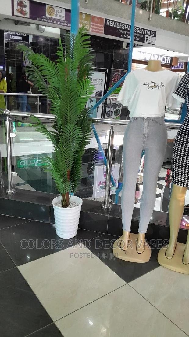 1.6m Long Artificial Plant, Plastic Vase and Pebble Stones