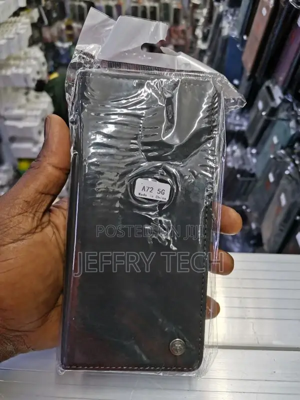 Leather Flip Case for Samsung A72 - Black
