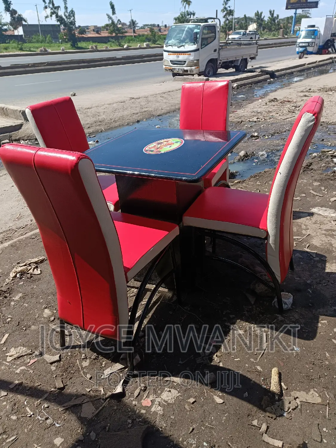Restaurant Set of Executive Chairs, Red and Cream.