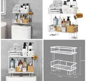 Adhesive Mettalic Double Layer Toilet Organizer