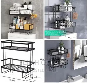 Adhesive Mettalic Double Layer Toilet Organizer