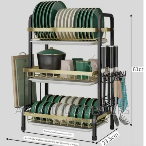 Advanced Dish Rack 3 Layer Golden Black