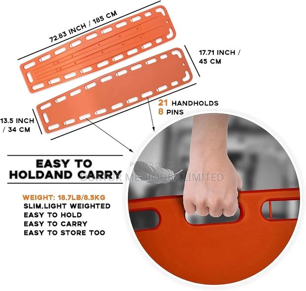 Spine Board With Head Immobilizer/ Block and Cervical Collar - thumbnail 6