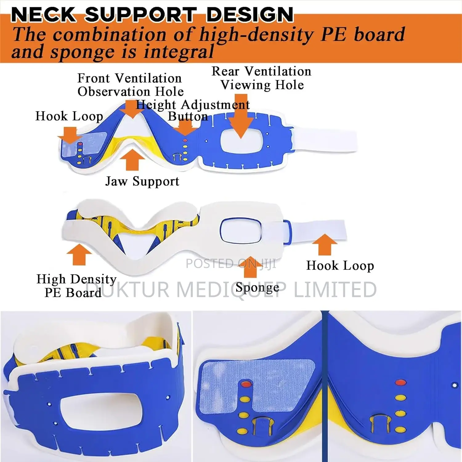 Spine Board With Head Immobilizer/ Block and Cervical Collar